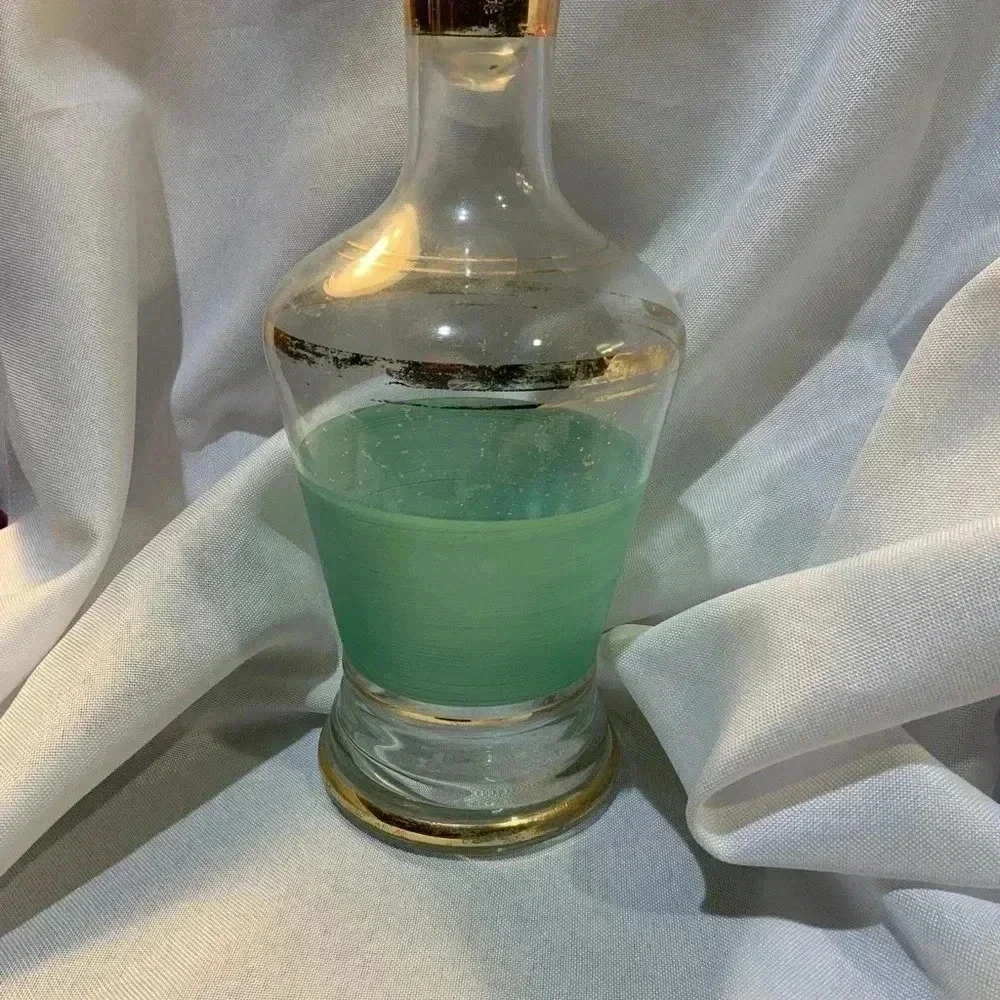 Vintage 1950s Decanter with Multicolor Mini Glasses